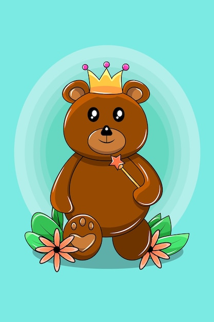 Vector cute walking bear cartoon illustration