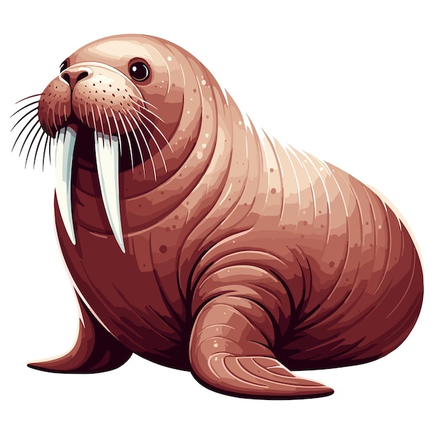 Cute Walrus Fish cartoon Vector illustration Style white background