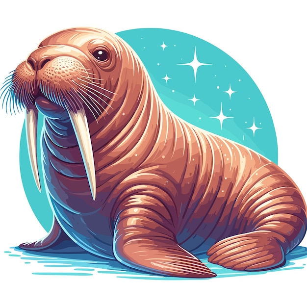 Cute Walrus Fish cartoon Vector illustration Style white background