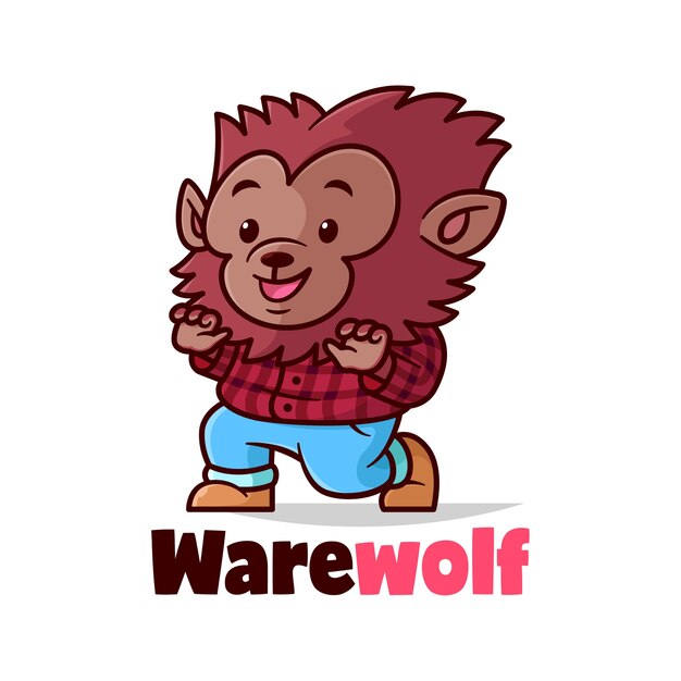 레드 플란넬 셔츠와 블루 진을 착용 한 Cute Warewolf