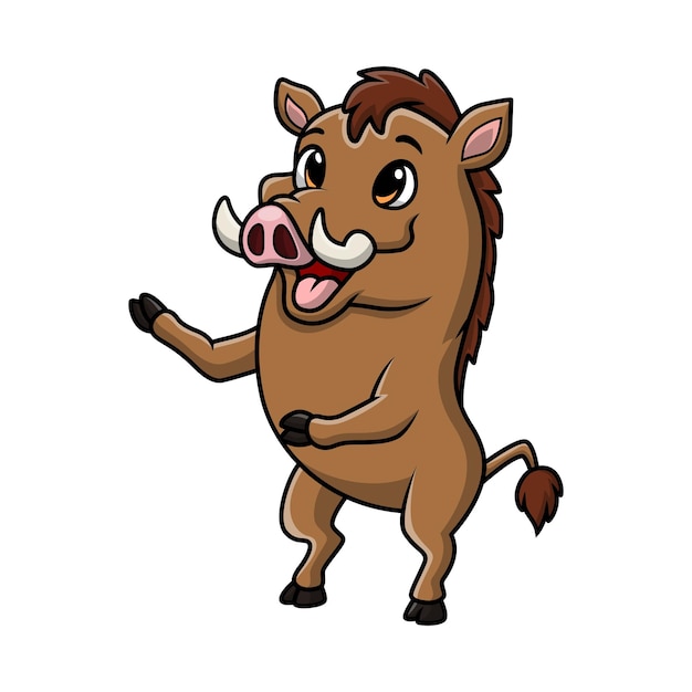 cute warthog cartoon on white background
