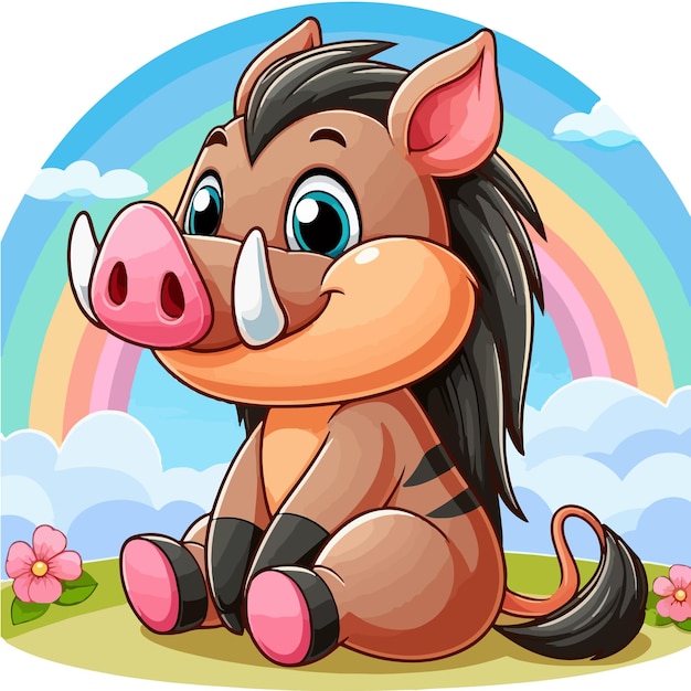 Cute Warthog Vector Cartoon illustration