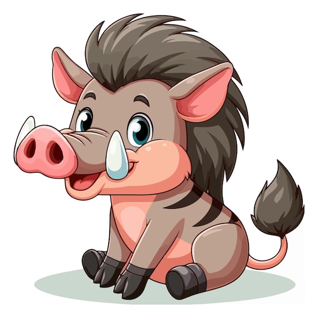 Cute warthog vector cartoon illustration