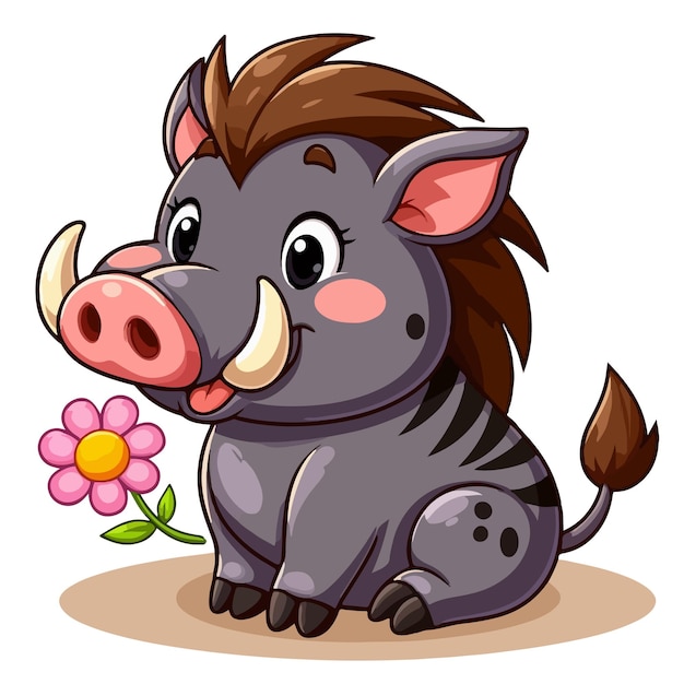 Cute warthog vector illustrazione di cartoni animati