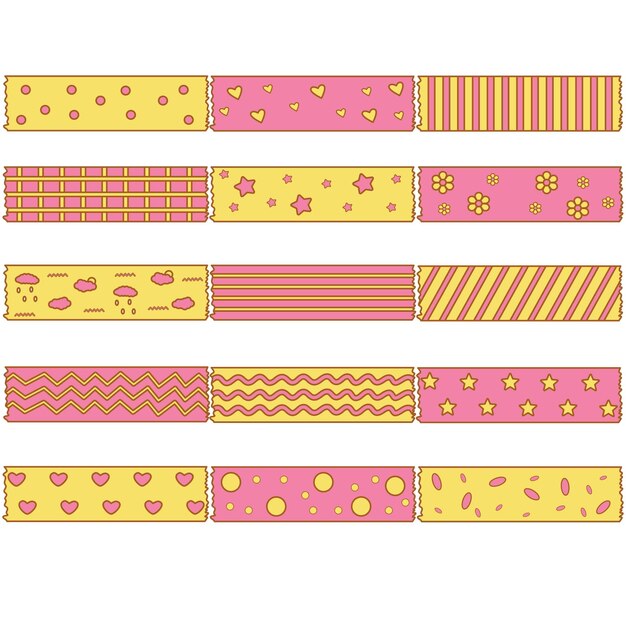 Vector cute washi tape in cartoon style