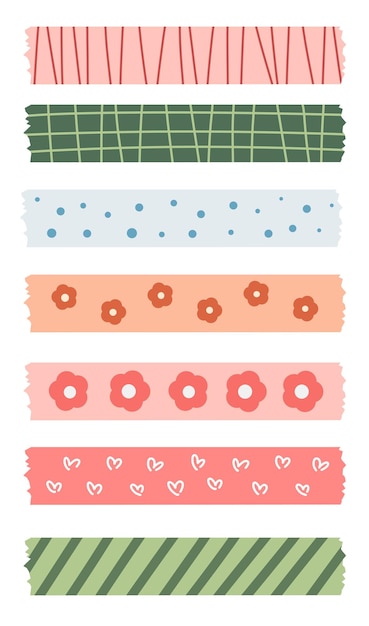 Vector cute washi tapes pattern