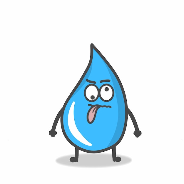 Cute Water Character Flat Cartoon Emoticon Vector Template Design Illustration