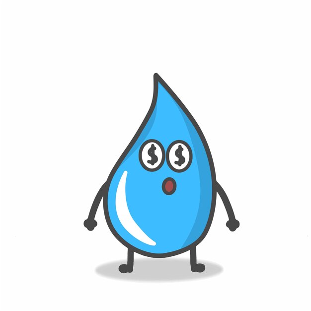Cute Water Character Flat Cartoon Emoticon Vector Template Design Illustration