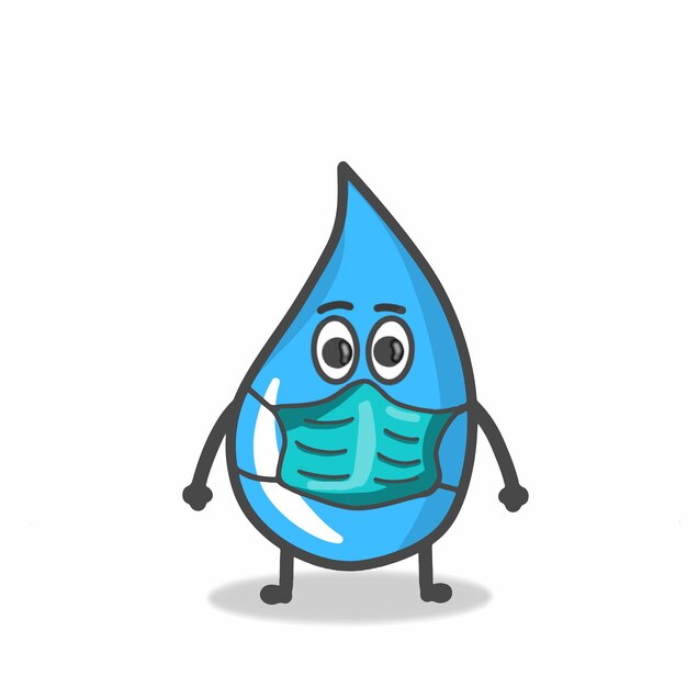 Cute Water Character Flat Cartoon Emoticon Vector Template Design Illustration