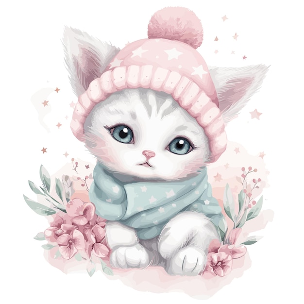 Premium Vector  Cute watercolor baby cat sublimation clip art