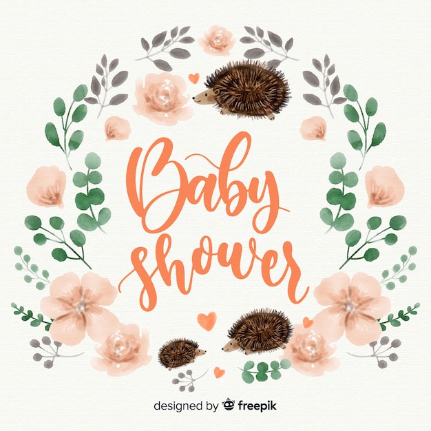 Vector cute watercolor baby shower template