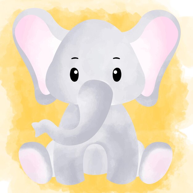 cute watercolor elephant, vector watercolor elephant