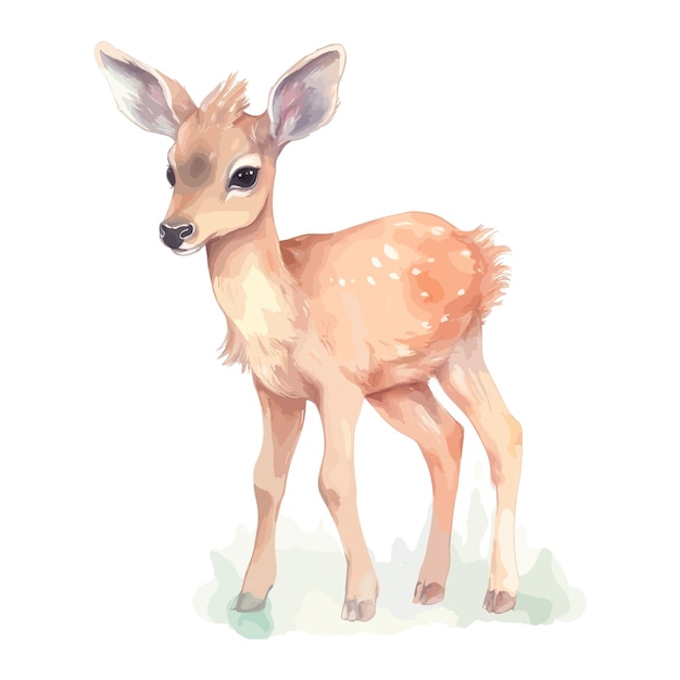 Cute Watercolor Elk In Natural State Standing Gracefully