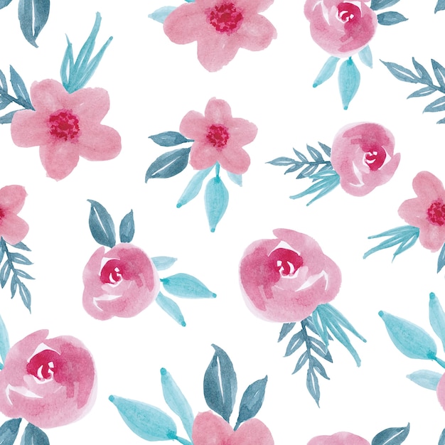 귀여운 수채화 꽃 원활한 패턴 디자인