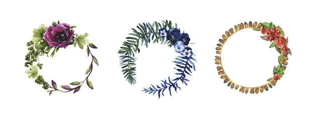 Vector cute watercolor isolated flower wreath in vector