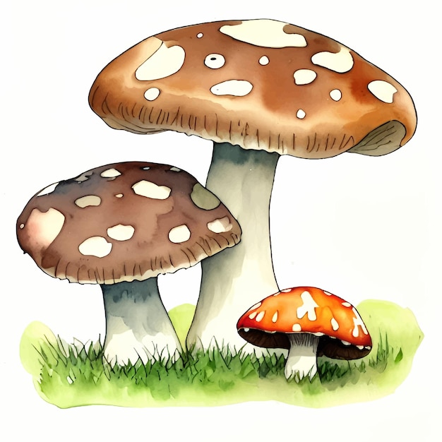 Милые акварельные грибы живопись
