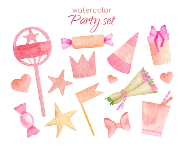 Cute watercolor party set