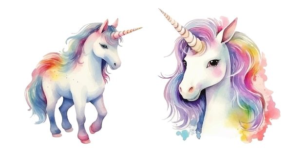 Cute Watercolor of unicorn