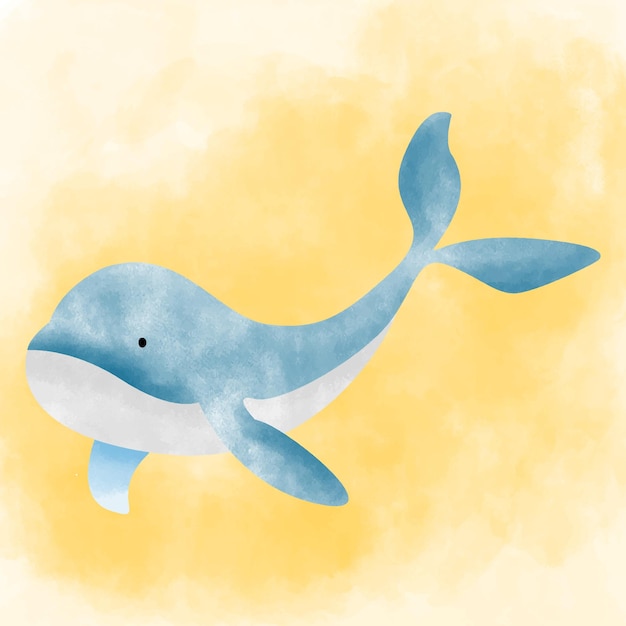 Vector cute watercolor whale