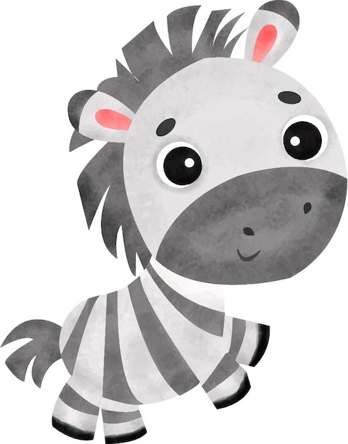 Vector cute watercolor zebra