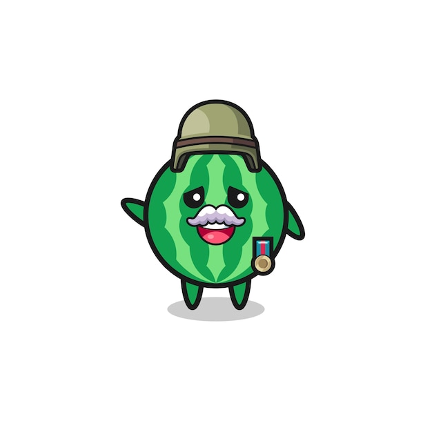Cute watermelon as veteran cartoon cute design