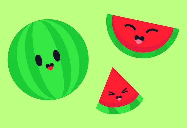 Vector cute watermelon cartoon illustration