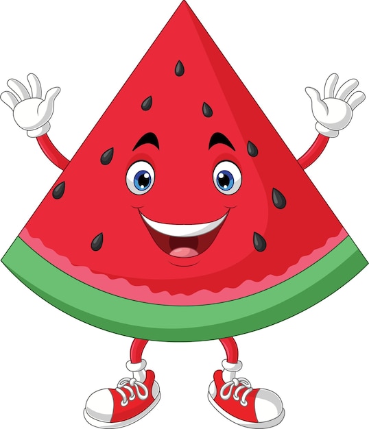 Cute watermelon cartoon raising hands