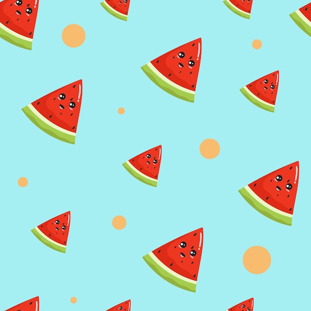 cute watermelon cartoon seamless pattern