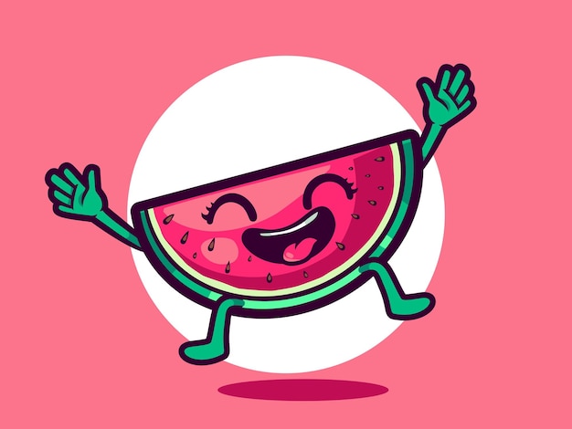 Cute watermelon character mascot logo