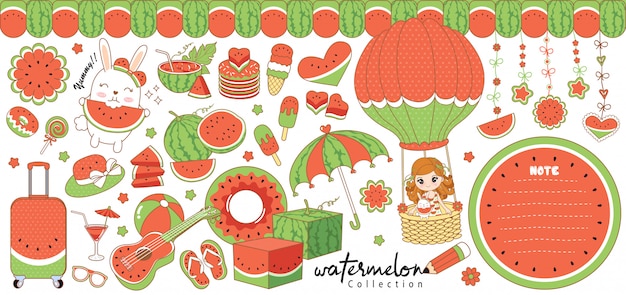 Vector cute watermelon collection