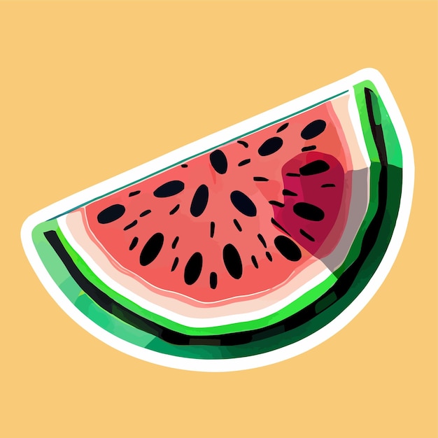 Симпатичный арбузный фруктовый стикер цифровой вектор иллюстрации