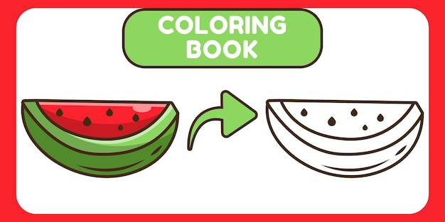 Cute watermelon hand drawn cartoon doodle coloring book for kids