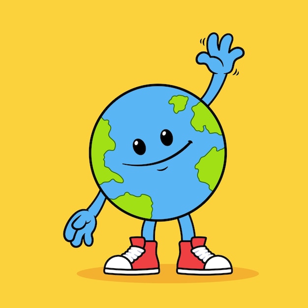 Cute waving globe character