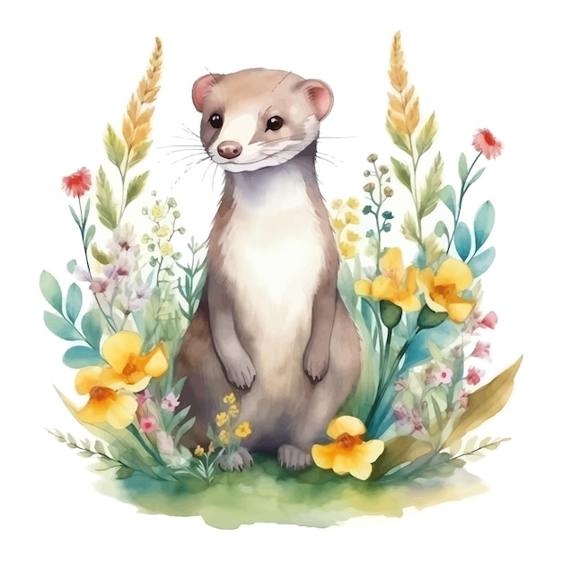 Menyétek kódexe Cute-weasel-cartoon-watercolor-style_889430-404