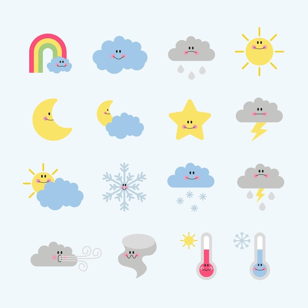 Vector cute weather icons