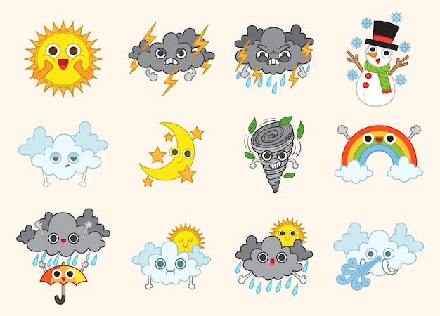 Vector cute weather illustration