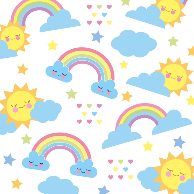 Vector cute weather pattern background