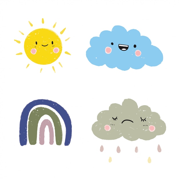 Cute weather set vector.