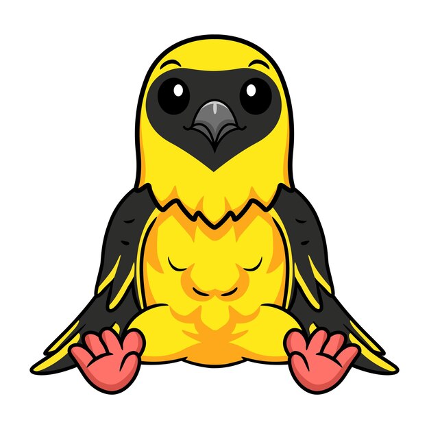 Cute weaver bird cartoon sitting