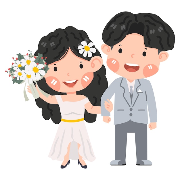 かわいい結婚式のカップルの新郎新婦