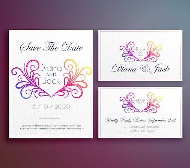 Cute wedding invitation card with floral heart