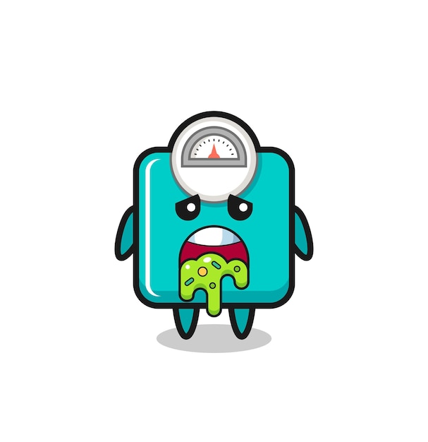 The cute weight scale character with puke , cute style design for t shirt, sticker, logo element