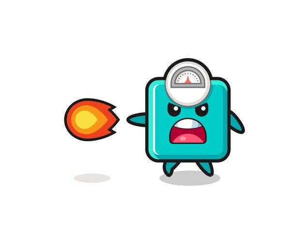 Cute weight scale mascot is shooting fire power cute design