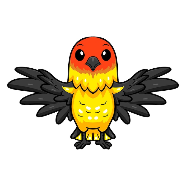 Vector cute western tanager bird cartoon flying