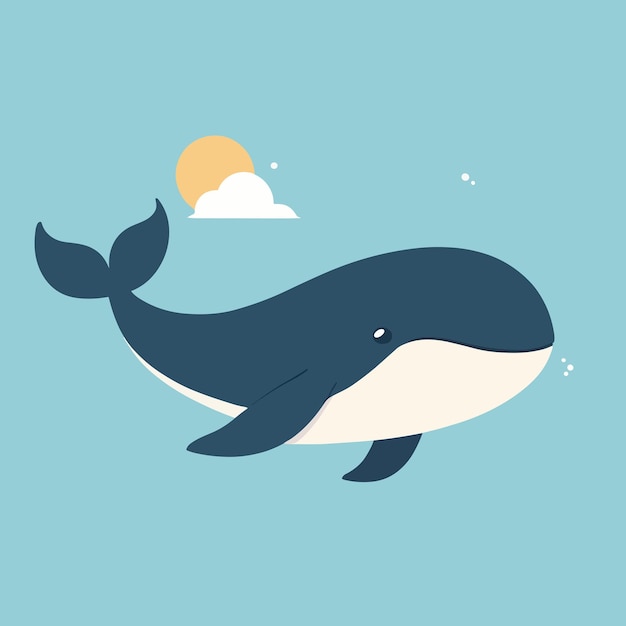 Vector cute whale cartoon illustration