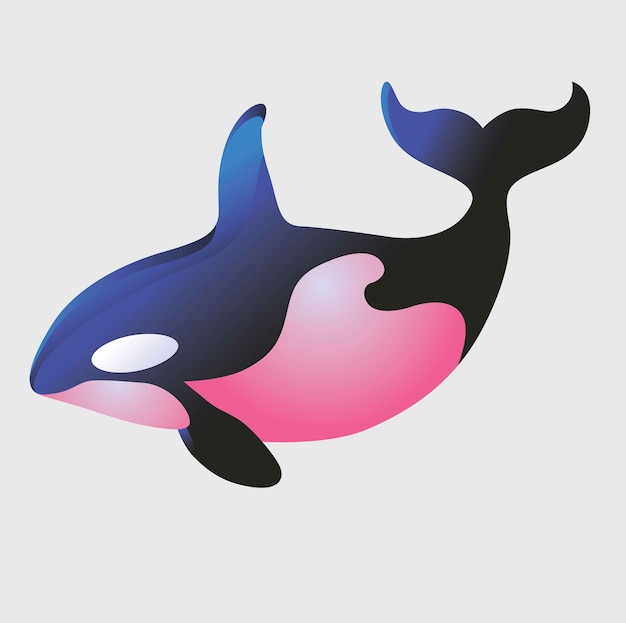 Cute Whale Fish Logo, Gradient Logo Design, Sea Mammal Vector Icons, Fish Minimal Gradient Logo