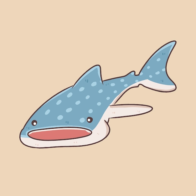 Carino squalo balena personaggio dei cartoni animati mare animale subacqueo illustrazione e vettore
