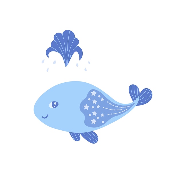 Cute whale with a fountain