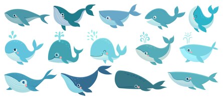 Cute whales set