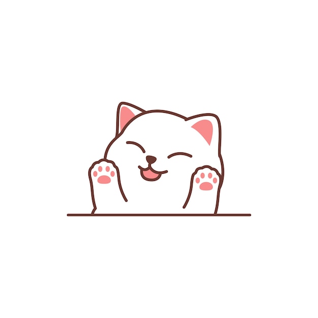 Cute white cat cartoon vector illustration